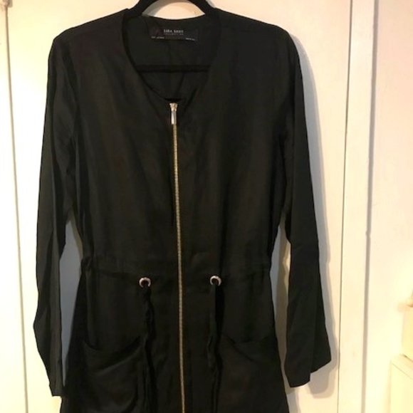 Zara Long Sleeve Zipper Dress in Black - Picture 1 of 11